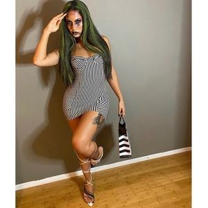 American Apparel Black & White striped mini dress